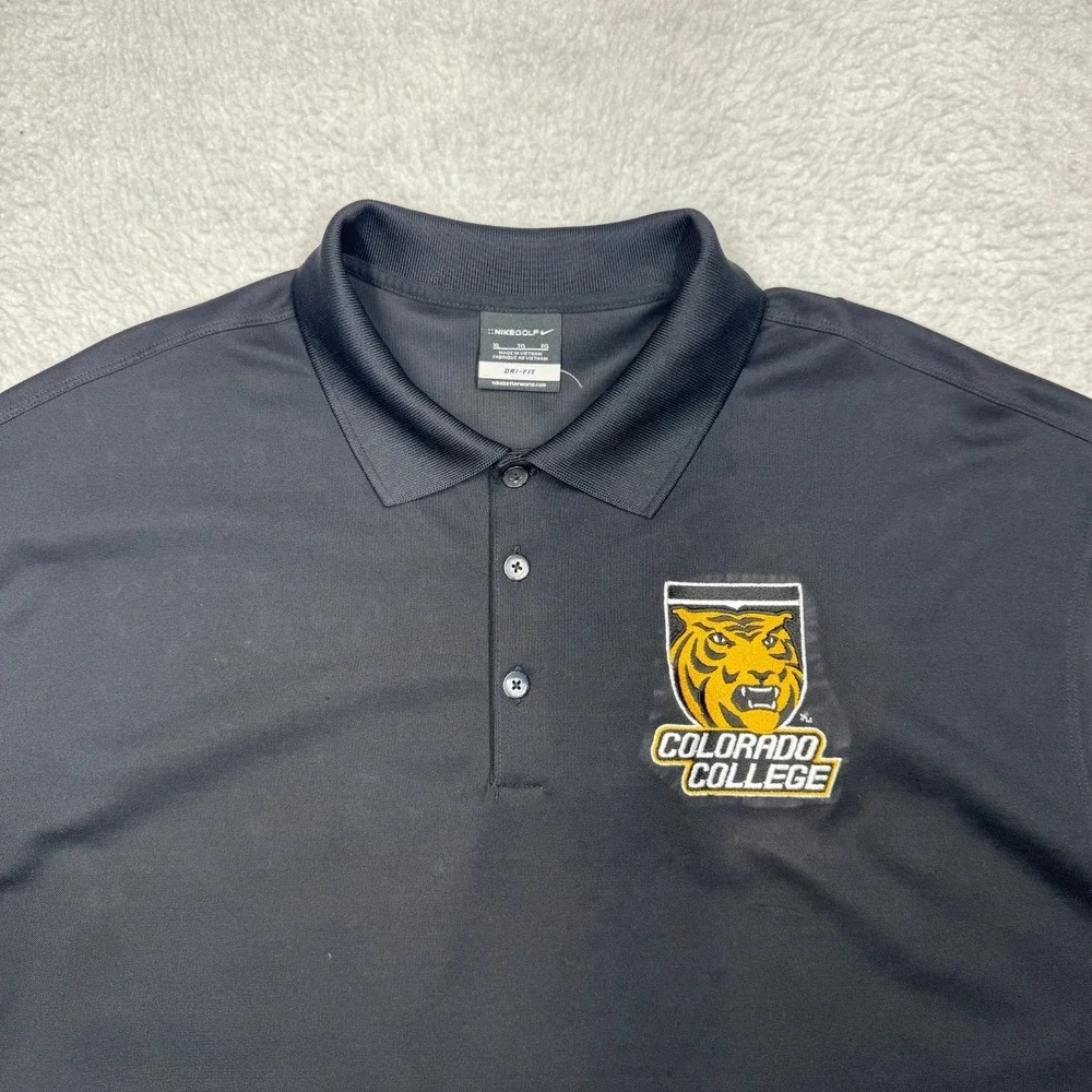 Colorado College‎ Tigers Nike Dri Fit Golf Black Polo Shirt Men's Size XL